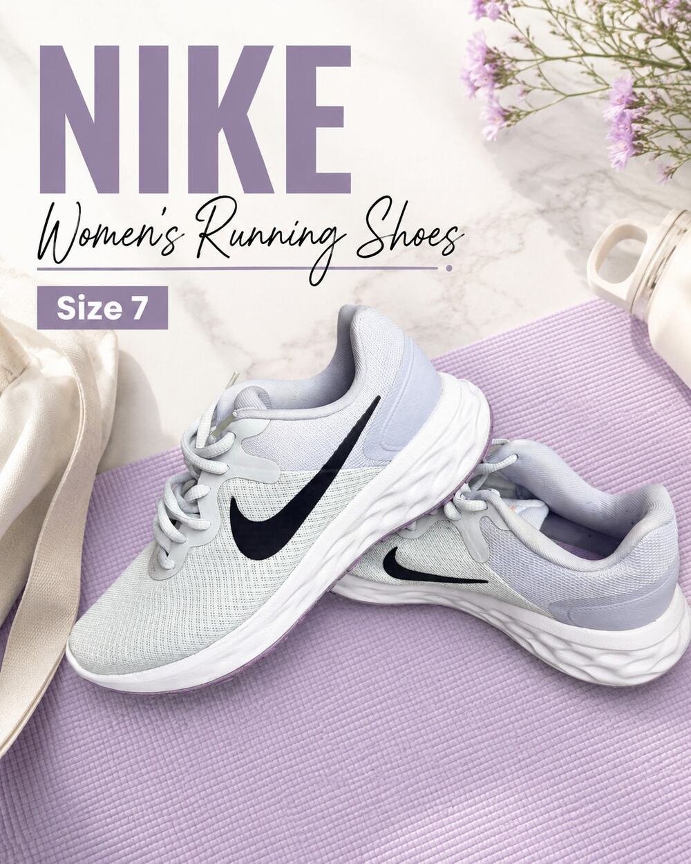 Nike Revolution 6 Next Nature Women’s 7 Gray Lilac Running Shoes DC3729-004